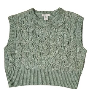 Sincerely Jules Green Cable Knit V-Neck Sweater Sz S